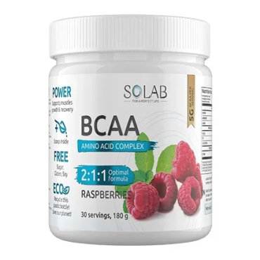 SOLAB Аминокислоты BCAA 211 малина 180 г 990₽