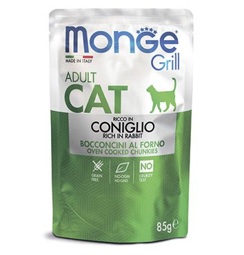 Monge Grill buste Adult coniglio Влажный корм Паучи Монж для взрослых кошек Итальянский кролик цена за упаковку 2884₽