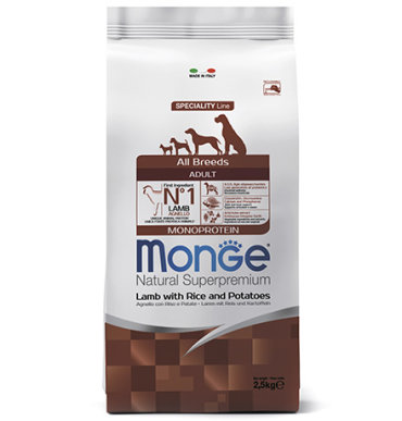 Monge Dog Monoprotein Speciality Adult Lamb Rice Сухой корм Монж для взрослых собак всех пород Ягненок с рисом и картофелем 2330₽