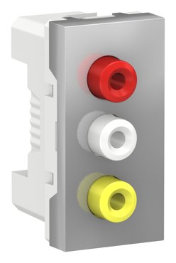 Розетка мультимедийная Audio RCA тюльпан тройной разъём Schneider Electric Unica Modular алюминий 17520₽