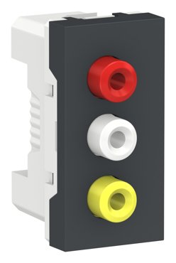 Розетка мультимедийная Audio RCA тюльпан тройной разъём Schneider Electric Unica Modular антрацит 17520₽
