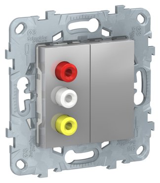 Розетка мультимедийная Audio RCA тюльпан тройной разъём Schneider Electric Unica New алюминий 17640₽