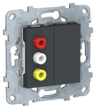 Розетка мультимедийная Audio RCA тюльпан тройной разъём Schneider Electric Unica New антрацит 17640₽
