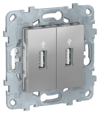 Розетка USB для передачи данных Schneider Electric Unica New алюминий 10860₽