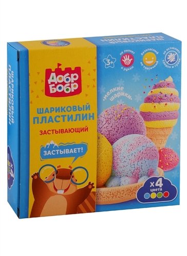 Шариковый пластилин ДобрБобр Застывающий 4 цв НШМЗ4 325₽