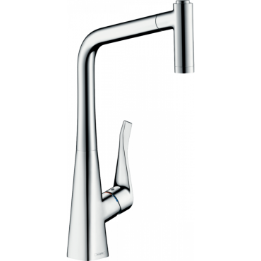 Кухонный смеситель Hansgrohe Metris M71 однорычажный 320 с вытяжным душем 2jet хром 73801000 57690₽