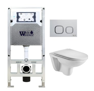 Комплект унитаза WeltWasser Baarbach 004 с инсталляцией AMBERG 506 ST белый с сиденьем микролифт и клавишей смыва AMBERG RD-WT белый 29200₽