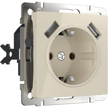 Розетка Werkel W1171503 Розетка с заземлением шторками и USBх2 слон 4860₽