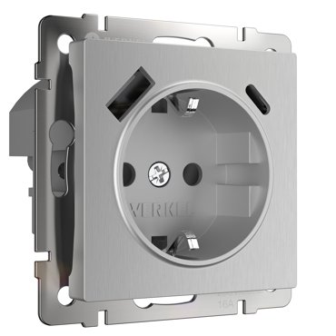 Розетка Werkel W1171709 Розетка с заземлением шторками и USB тип AC 8930₽