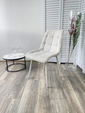 Стул CHIC WZ2042-18 белая галька фактурный велюр белый каркас 1740₽