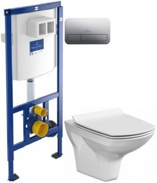 Комплект подвесной унитаз Cersanit Carina MZ-CARINA-COn-S-DL система инсталляции Villeroy Boch 92246100 92249061 26880₽