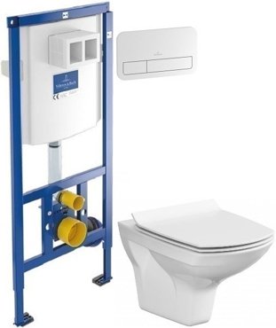 Комплект подвесной унитаз Cersanit Carina MZ-CARINA-COn-S-DL система инсталляции Villeroy Boch 92246100 92249068 25760₽