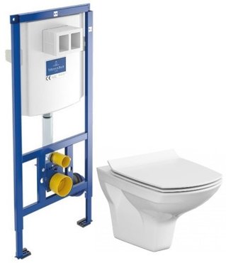 Комплект подвесной унитаз Cersanit Carina MZ-CARINA-COn-S-DL система инсталляции Villeroy Boch 92246100 22170₽