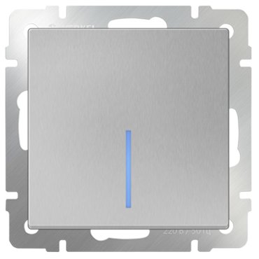 Выключатель встраиваемый Werkel WL06-SW-1G-LED одноклавишный с индикатором серебряный 466₽