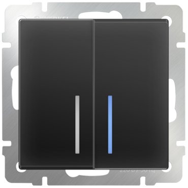 Выключатель встраиваемый Werkel WL08-SW-2G-2W-LED двухклавишный проходной с индикатором черный матовый 736₽