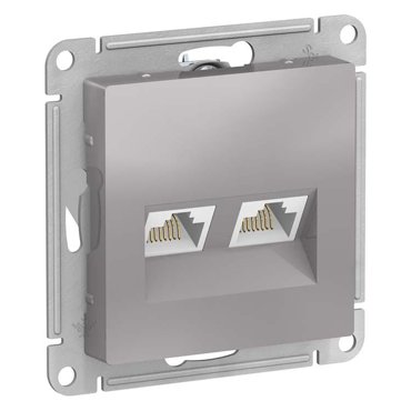Механизм компьютерной розетки Schneider Electric AtlasDesign ATN000385 RJ45 двухместный алюминий 964₽