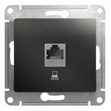Механизм компьютерной розетки Schneider Electric Glossa GSL000781K RJ45 одноместный антрацит 626₽