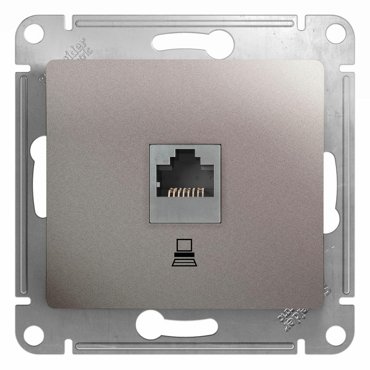 Механизм компьютерной розетки Schneider Electric Glossa GSL001281K RJ45 одноместный платина 626₽