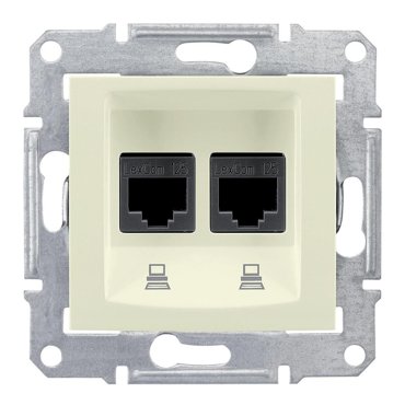 Механизм компьютерной розетки Schneider Electric Sedna SDN4400147 2хRJ45 двухместный бежевый 890₽