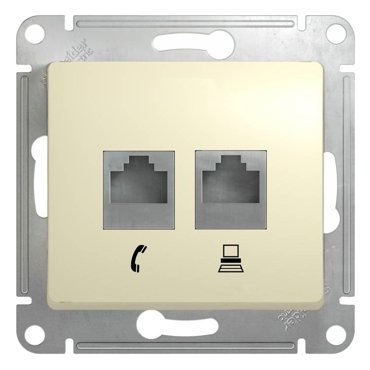 Механизм телефонно-компьютерной розетки Schneider Electric Glossa GSL000285 RJ11RJ45 двойной бежевый 475₽