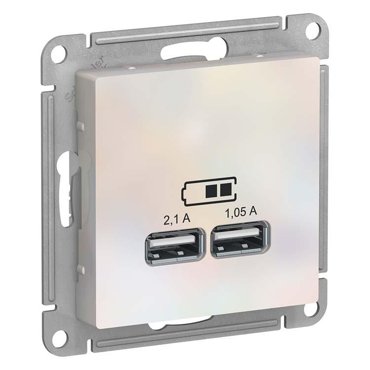 Механизм USB розетки Schneider Electric AtlasDesign ATN000433 двойной жемчуг 3000₽
