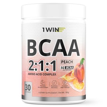 1Win Комплекс ВСАА 211 со вкусом персика 30 порций 180 г 1Win Aminoacid 618₽