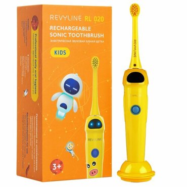 Электрическая звуковая зубная щетка Revyline RL 020 Kids детская желтая для детей от 3-12 лет Ревилайн 4190₽