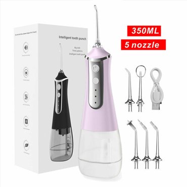 Beutyone Портативный ирригатор для полости рта Pink 350 мл 3 режимов 5 насадок водонепроницаемый USB заряжаемый очиститель для зубов 2297₽