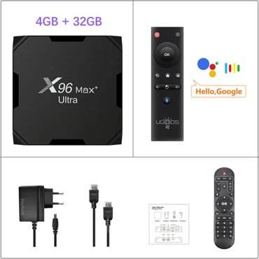 Комплект ТВ приставка X96 Max Plus Ultra 432GB пульт блютус с голосовым управлением Ugoos UR01 6100₽