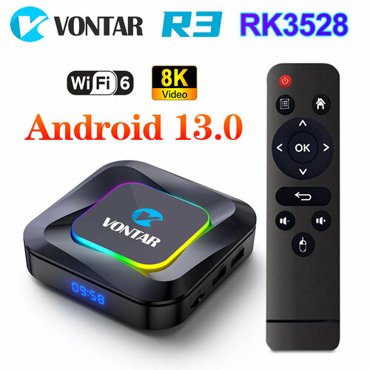 Смарт ТВ приставка VONTAR R3 Rockchip RK3528 Android 13 Поддержка 8K Видео BT50 Wifi 6 216ГБ Медиаплеер 3299₽