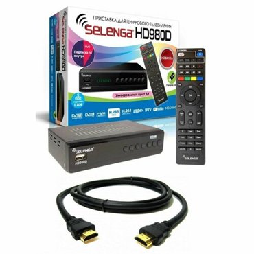 Комплект Цифровая DVB-T2 приставка Selenga HD980D DVB-T2DVB-C LAN IPTV Кабель HDMI 15 м медный 2032₽