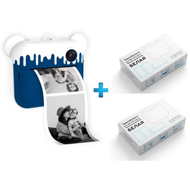 Комбо Фотоаппарат моментальной печати LUMICAM PRINTY DK04 blue Термобумага белая для фотоаппарата LUMICAM PRINTY 2 упаковки 8190₽