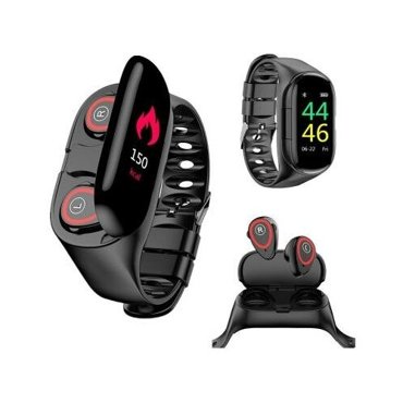 Смарт-часы 2 в 1 - Фитнес-браслет наушники чёрный 4780₽