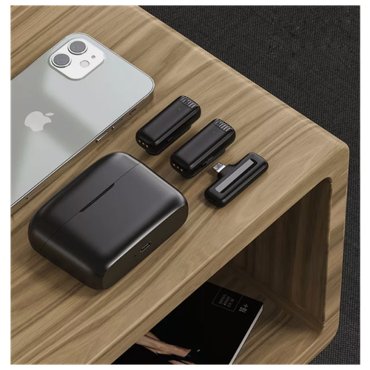 Беспроводной петличный микрофон для айфона lightning комплект 2 в 1 петличка для iphone ipad с шумоподавлением бокс для хранения и зарядки 6990₽