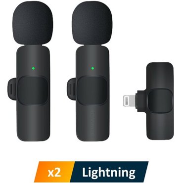 Комплект из 2 беспроводных петличных микрофонов NOBUS K9L duo для iPhone и iPad с шумоподавлением черные штекер Lightning для устройств Apple 2025₽