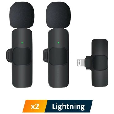 Комплект из 2 беспроводных петличных микрофонов NOBUS K9L duo для iPhone и iPad с шумоподавлением черные штекер Lightning для устройств Apple 2950₽