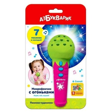 Микрофон Микрофончик с огоньками цвет зелёный 811₽