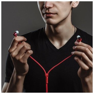 Наушники LuazON VBT 110 Молния вакуумные микрофон красные 329₽