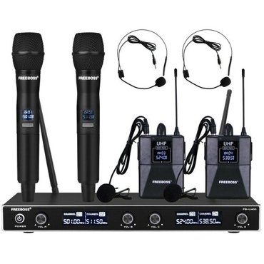 Freeboss FB-U400H2 радиосистема с двумя ручными микрофонами и двумя головными микрофонами 20402₽