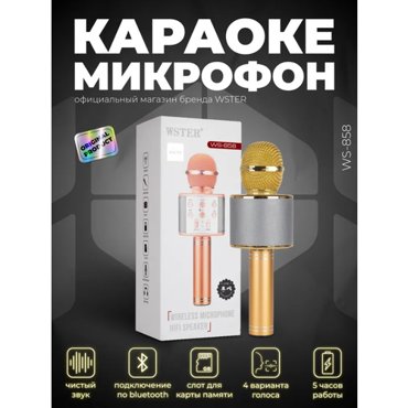 WSTER Оригинальный беспроводной караоке-микрофон WS-858 золотой 800₽
