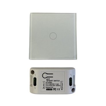 Комплект умное реле для Алисы от Tuya с WIFI Радио повторитель умного выключателя для Алисы RF 433 Mhz стеклянный на батарейках белый 1699₽