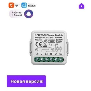 Новый Умный диммер-выключатель на 2 канала для Алисы 2079₽