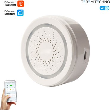 Умная беспроводная WiFi сирена тревоги Terem Тechno дистанционное управление TuyaSmart LifeDigma умным домом 1430₽