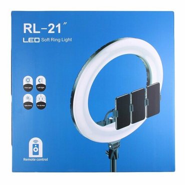 Кольцевая лампа 54 см LED напольная светодиодная лампа RL-21 в комплекте держатель для телефона 3 шт пульт управления кнопка для селфи Bluetooth 6990₽
