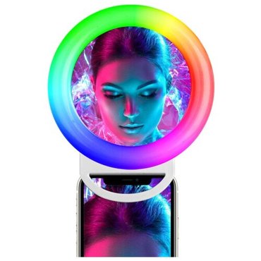 Кольцевая RGB подсветка для смартфона A4S с зажимом белая 988₽