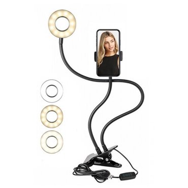 Кольцевая селфи лампа Professional Live Stream B8 light с гибким штативом Белая 1085₽