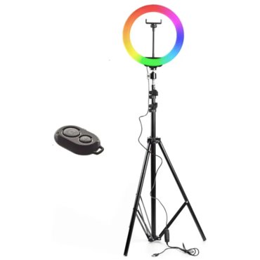 Кольцевая светодиодная лампа LED-лампа RGB LED 36 см Лампа со штативом и держателем Bluetooth пульт Лампа для блогеров визажистов косметологов 2952₽