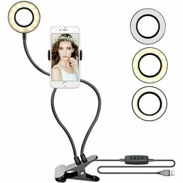 Кольцевая светодиодная лампа 35 Fancier c гибким держателем смартфона и камеры Selfie Ring light with universal Clip 700₽