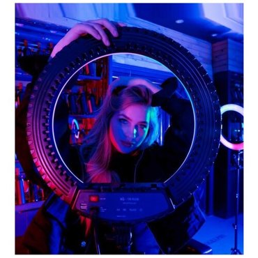Профессиональная Цветная Кольцевая лампа HQ-18 RGB 45см Усиленный Штатив 21м 7990₽