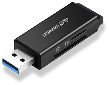 Кардридер UGREEN CM104 40752 USB 30 to TF SD Dual Card Reader Цвет черный 777₽
